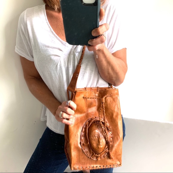 Vintage Handbags - Vintage Leather Handmade Medusa Versace Head Bag